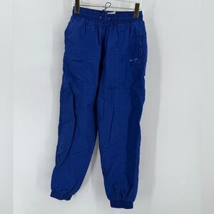 Wilo Cobalt Blue Nylon Track Pants elastic‎ bottoms & waist W/ cinch Size Small